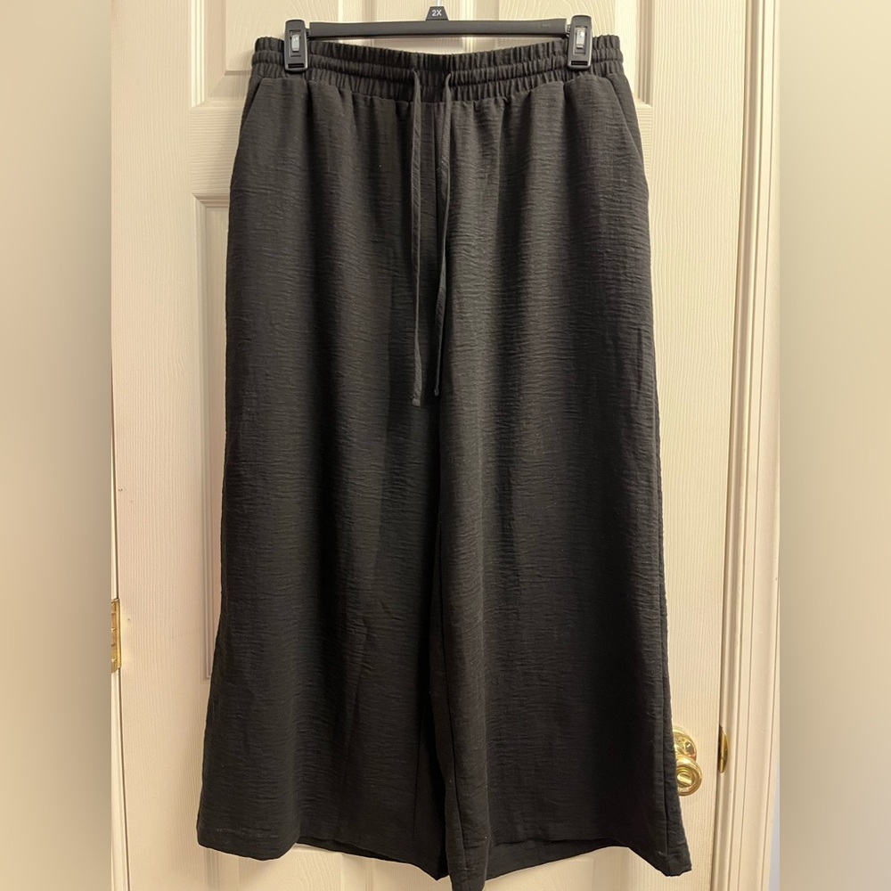 Zenana Women’s Crepe Elastic Banded Textured Black Pants 2x - Picture 6 of 9